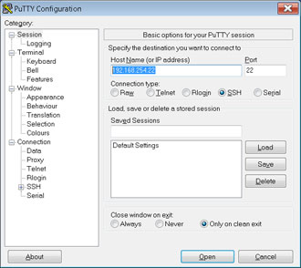 Connexión SSH con PuTTY