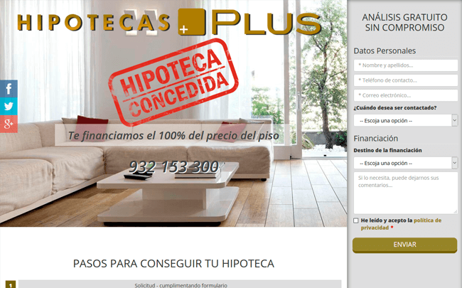Presentación web Hipotecas Plus
